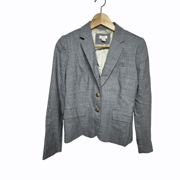 J. Crew Schoolboy Womens Gray Wool Blend Blazer‎ Lightweight casual Size 2 - Picture 1 of 5